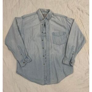 INC International Concepts Mens Light Wash Denim Button Down Shirt Small Cotton